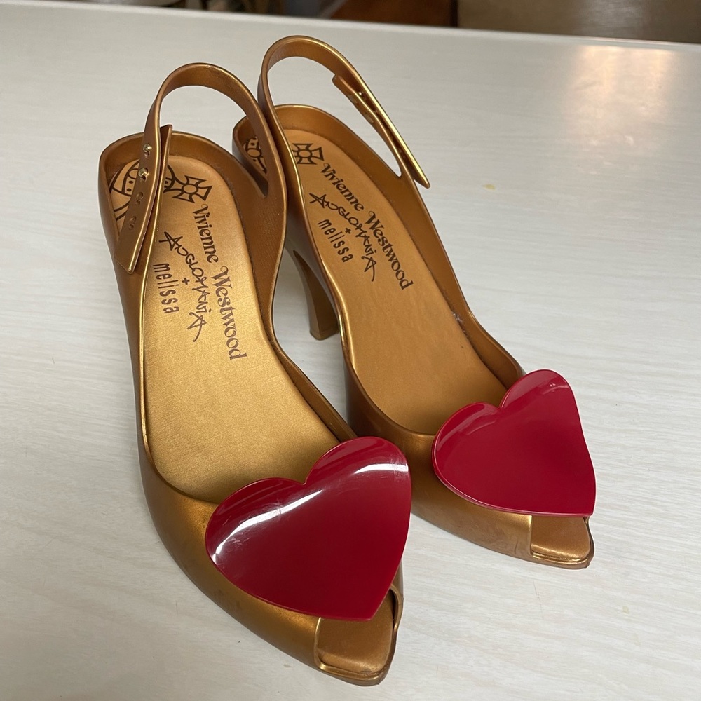 Vivienne Westwood Melissa Heels - Lady Dragon - Gold Hearts